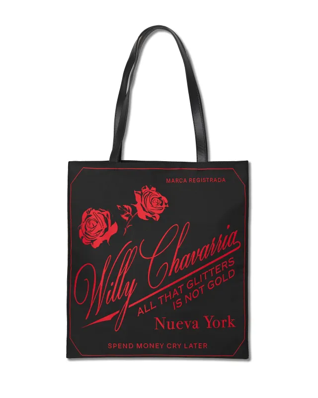 CASA DE CHAVARRIA LABEL TOTE - RED/BLACK sold by Willy Chavarria
