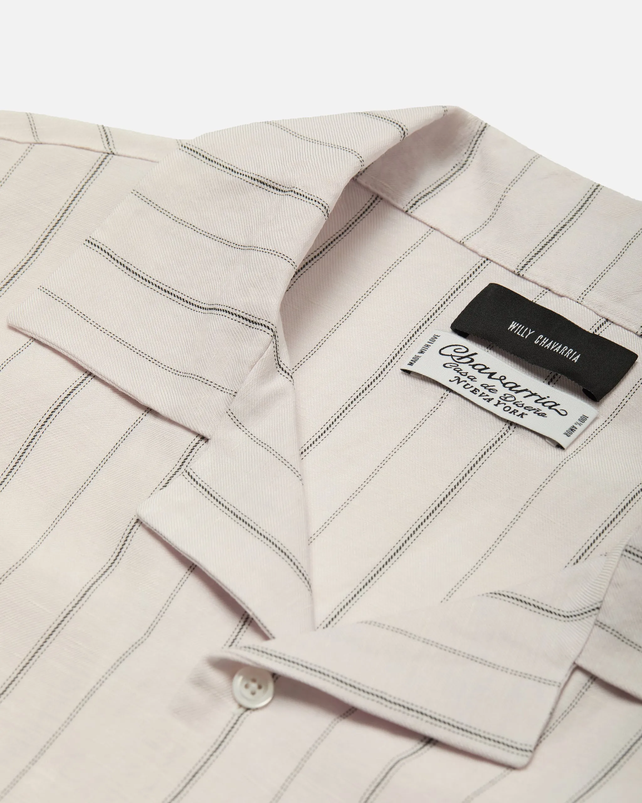 CAMP COLLAR SS SHIRT - WHT/BLK STRIPE sold by Willy Chavarria product image thumbnail 5