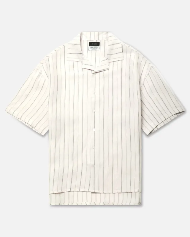 CAMP COLLAR SS SHIRT - WHT/BLK STRIPE made by Willy Chavarria