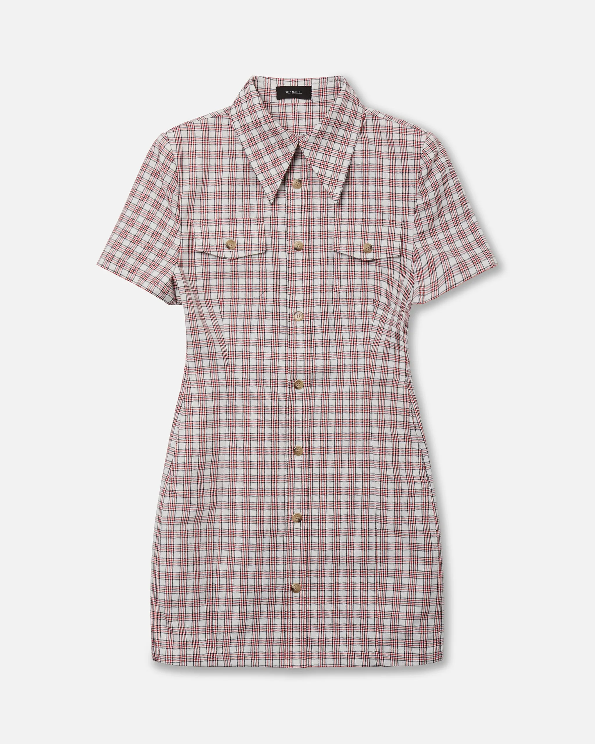 CHAVELA DRESS - RED/WHT PLAID sold by Willy Chavarria
