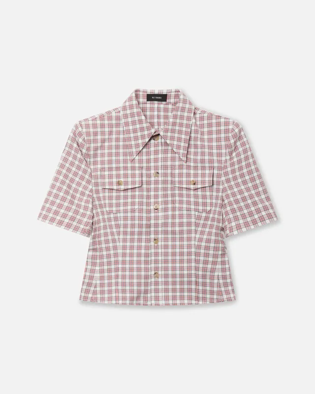 CHAVELA S/S SHIRT - RED/WHT PLAID made by Willy Chavarria