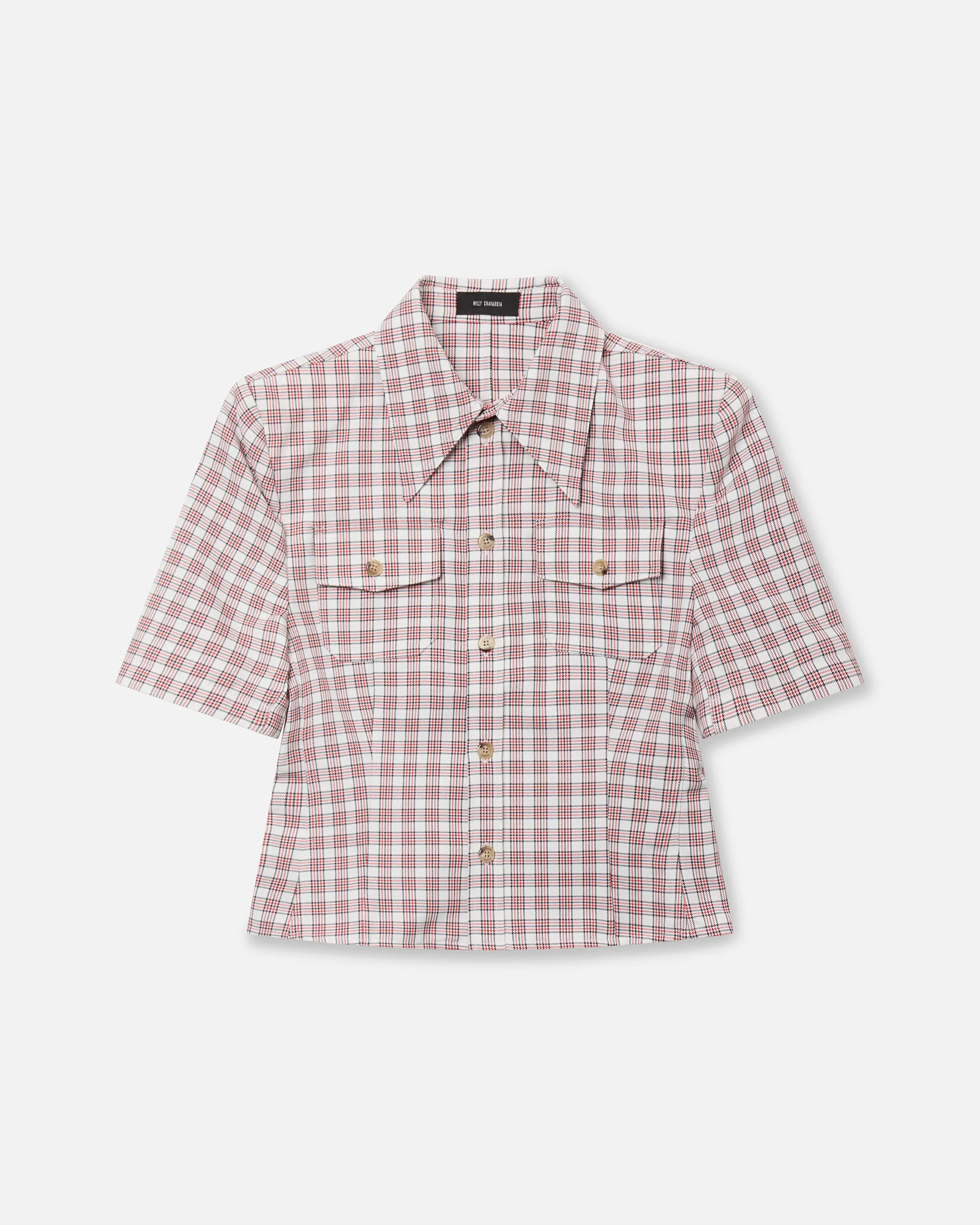 CHAVELA S/S SHIRT - RED/WHT PLAID sold by Willy Chavarria