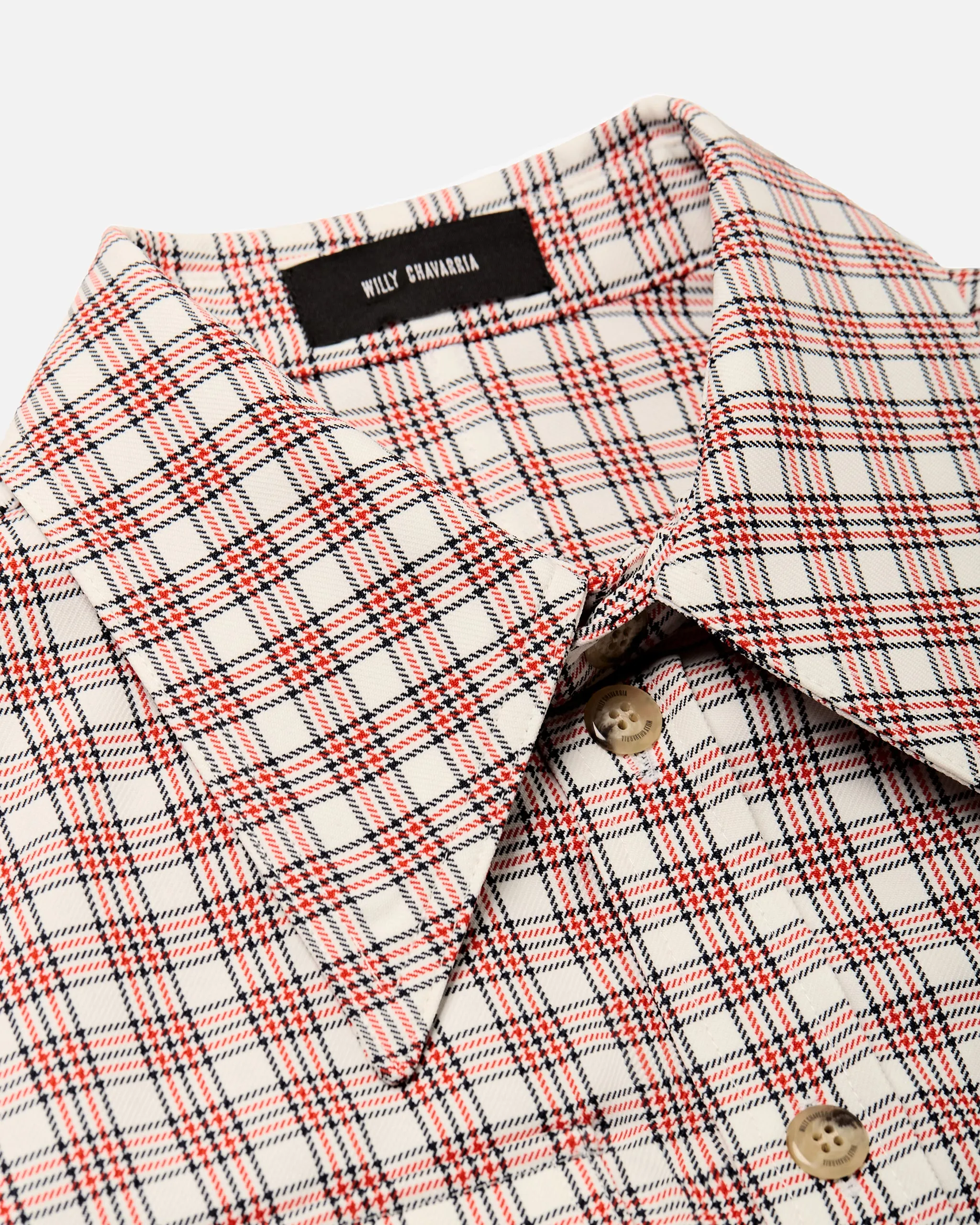 CHAVELA S/S SHIRT - RED/WHT PLAID sold by Willy Chavarria product image thumbnail 3