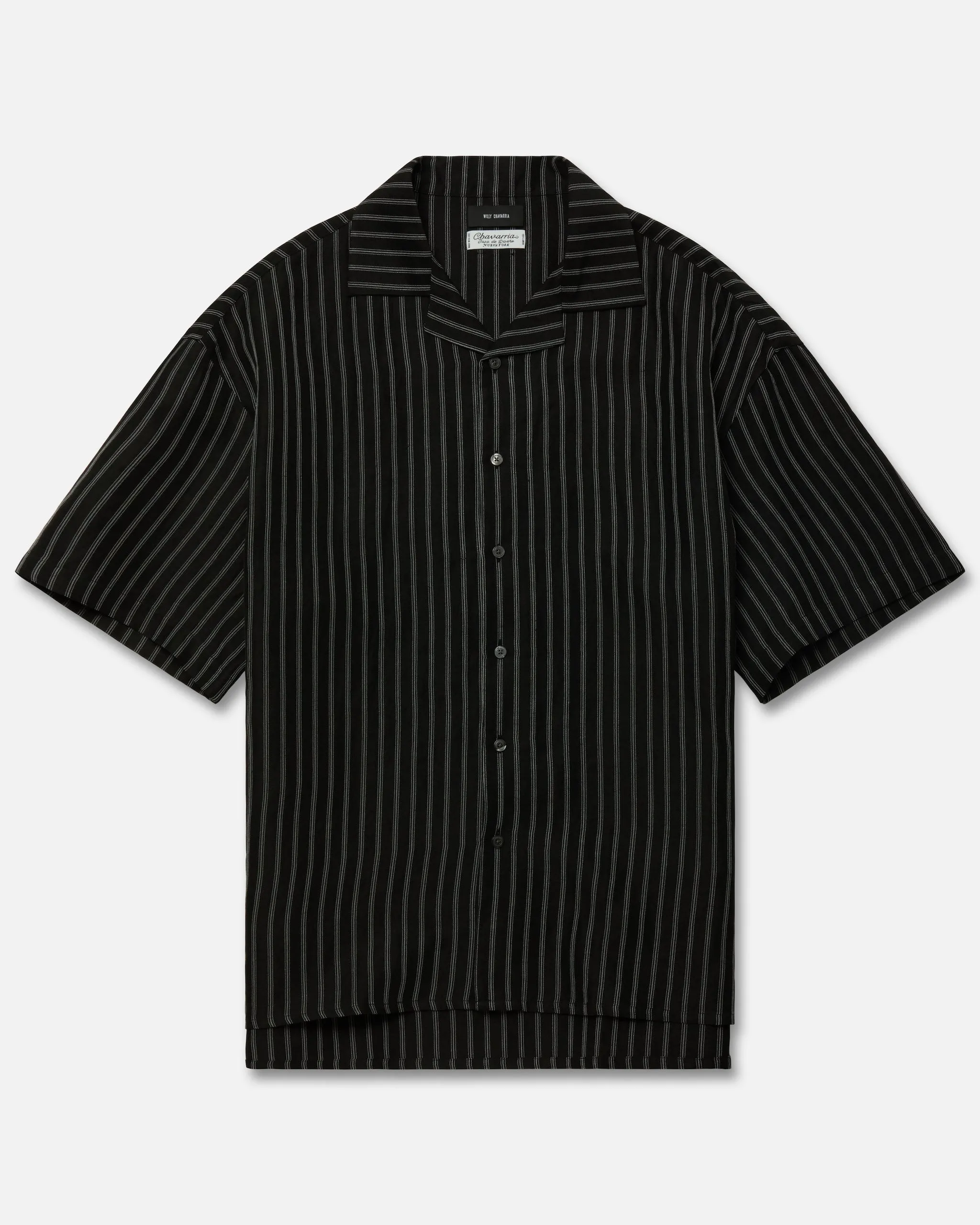 CAMP COLLAR SS SHIRT - BLK/WHITE sold by Willy Chavarria