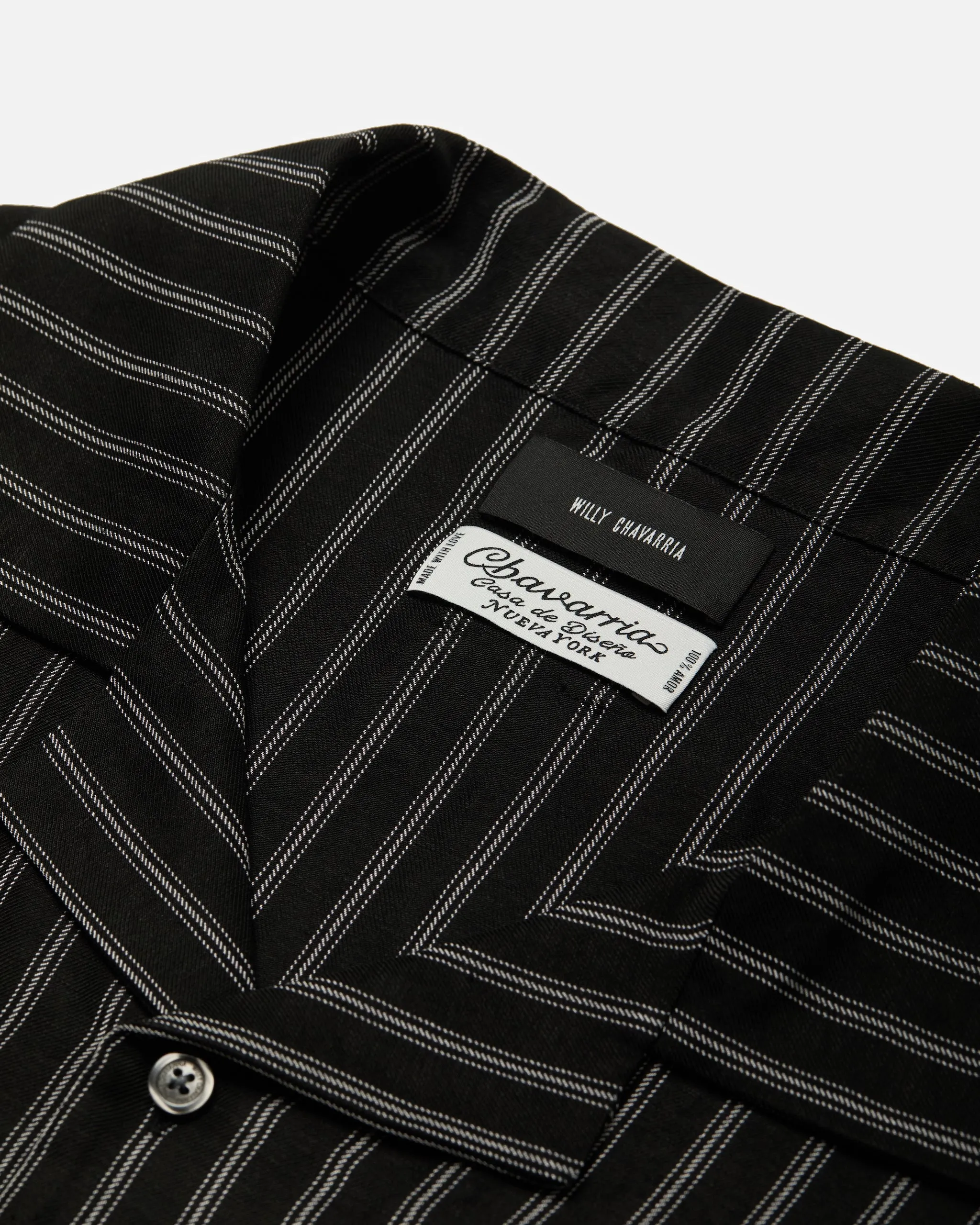 CAMP COLLAR SS SHIRT - BLK/WHITE sold by Willy Chavarria product image thumbnail 3