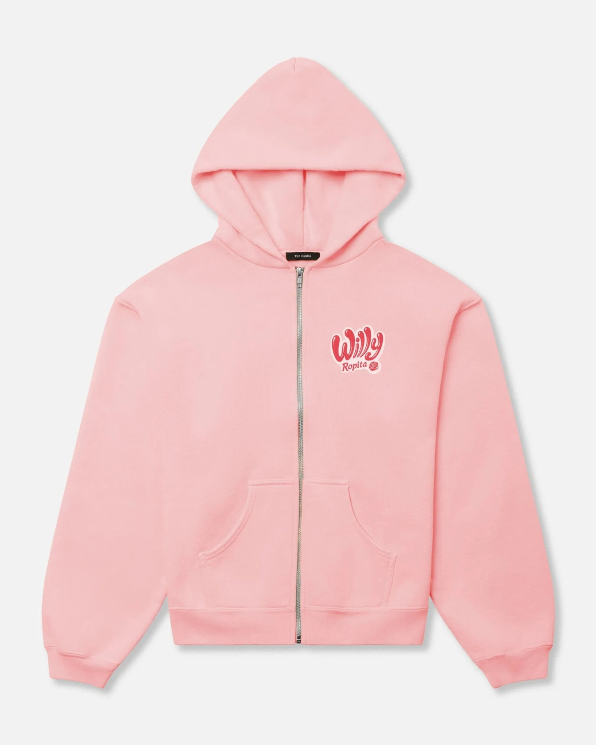 WILLY ROPITA SHRUNKEN ZIP-THROUGH HOODIE - CHICLE sold by Willy Chavarria