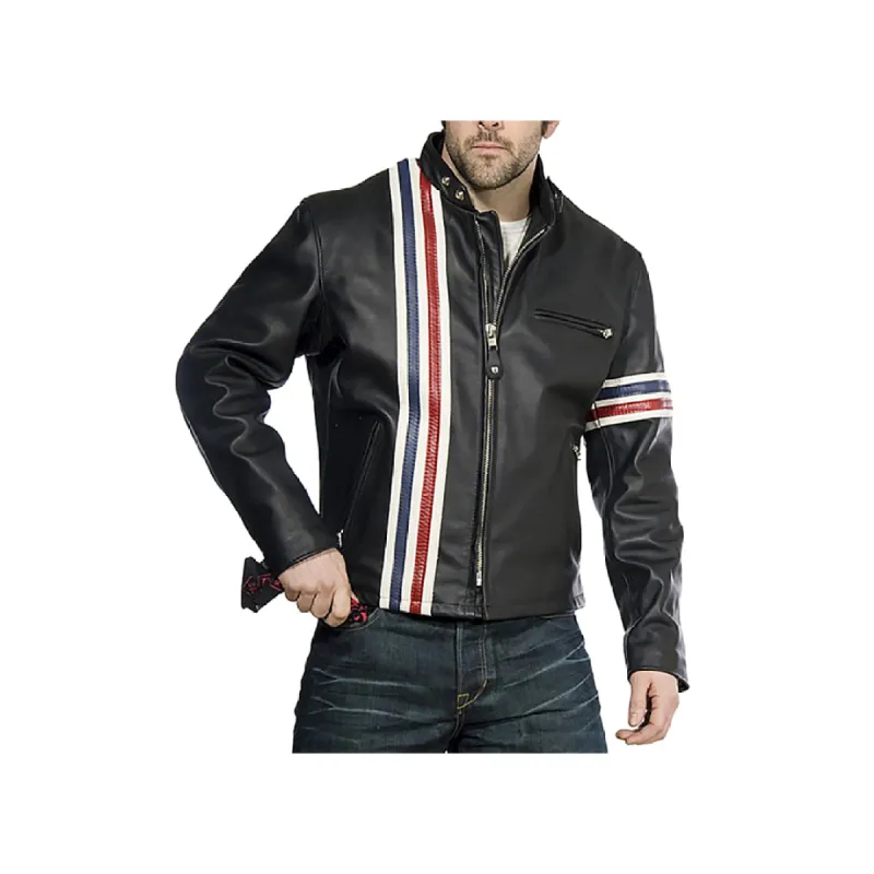 Men™s Vertical Striped Motorcycle Jacket sold by Jacket Store USA