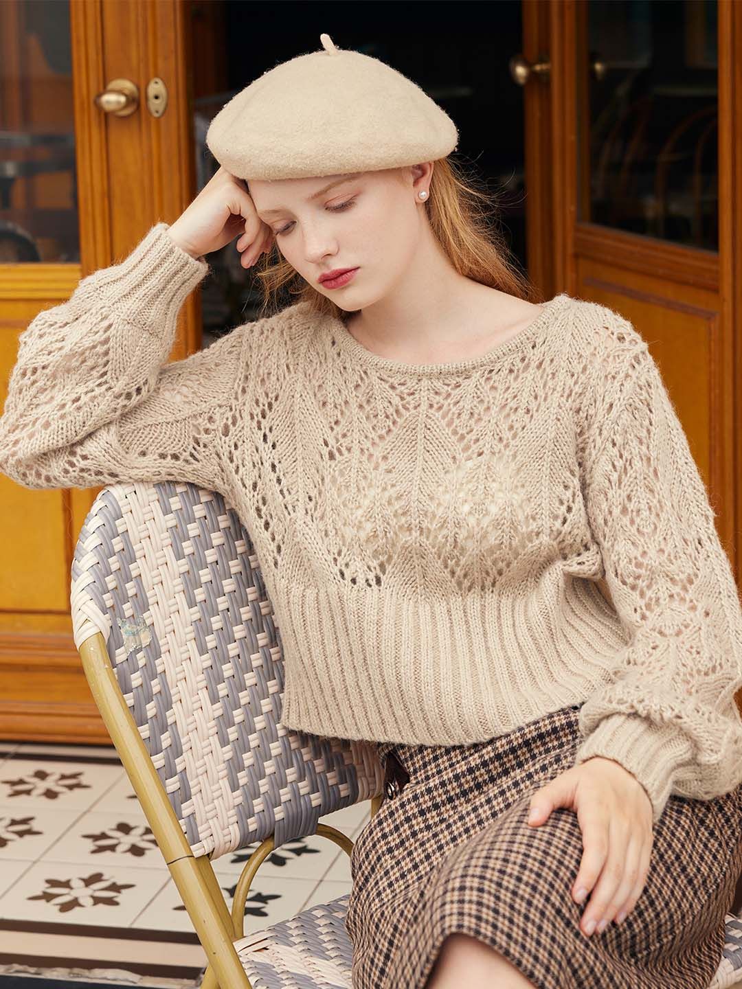 Ellie Round Neck Hollow Knitted Sweater sold by Simple Retro product image thumbnail 3