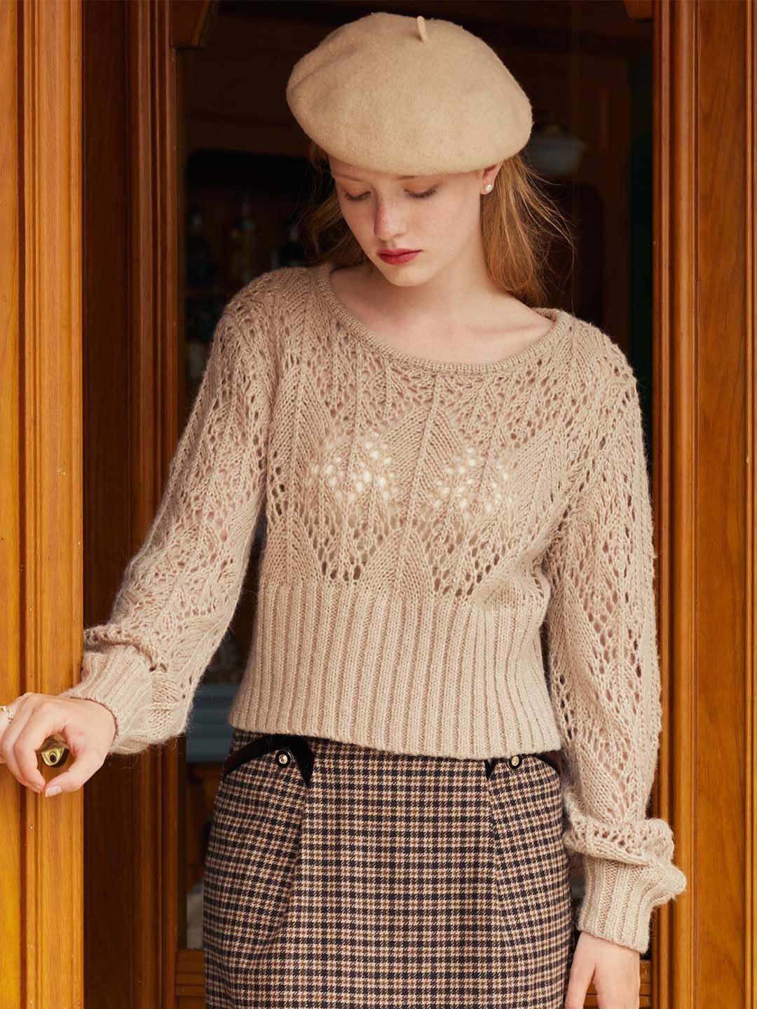 Ellie Round Neck Hollow Knitted Sweater sold by Simple Retro product image thumbnail 2