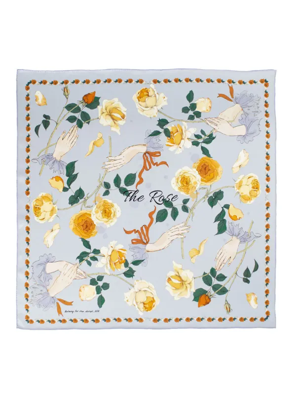 Chowxiaodou Rose Silk Satin Small Square Scarf 65*65 sold by Simple Retro