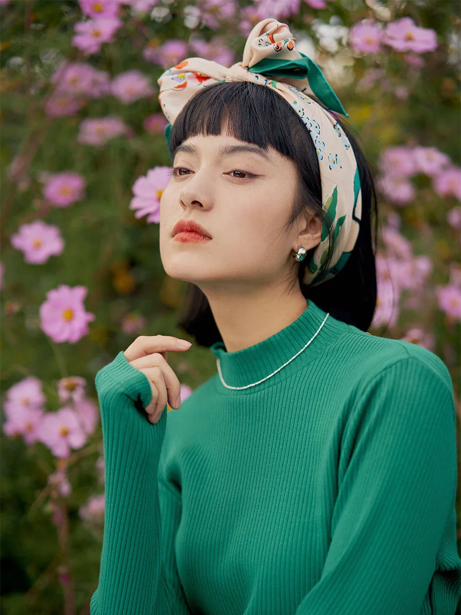 Chowxiaodou Rose Print Twill Silk Square Scarf-Pink sold by Simple Retro product image thumbnail 5