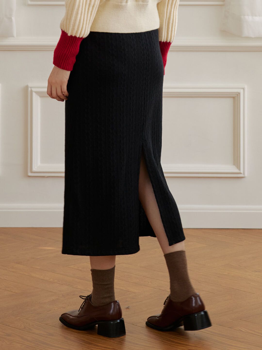 【Final sale】Mabel Straight Black Knitted Skirt sold by Simple Retro product image thumbnail 2