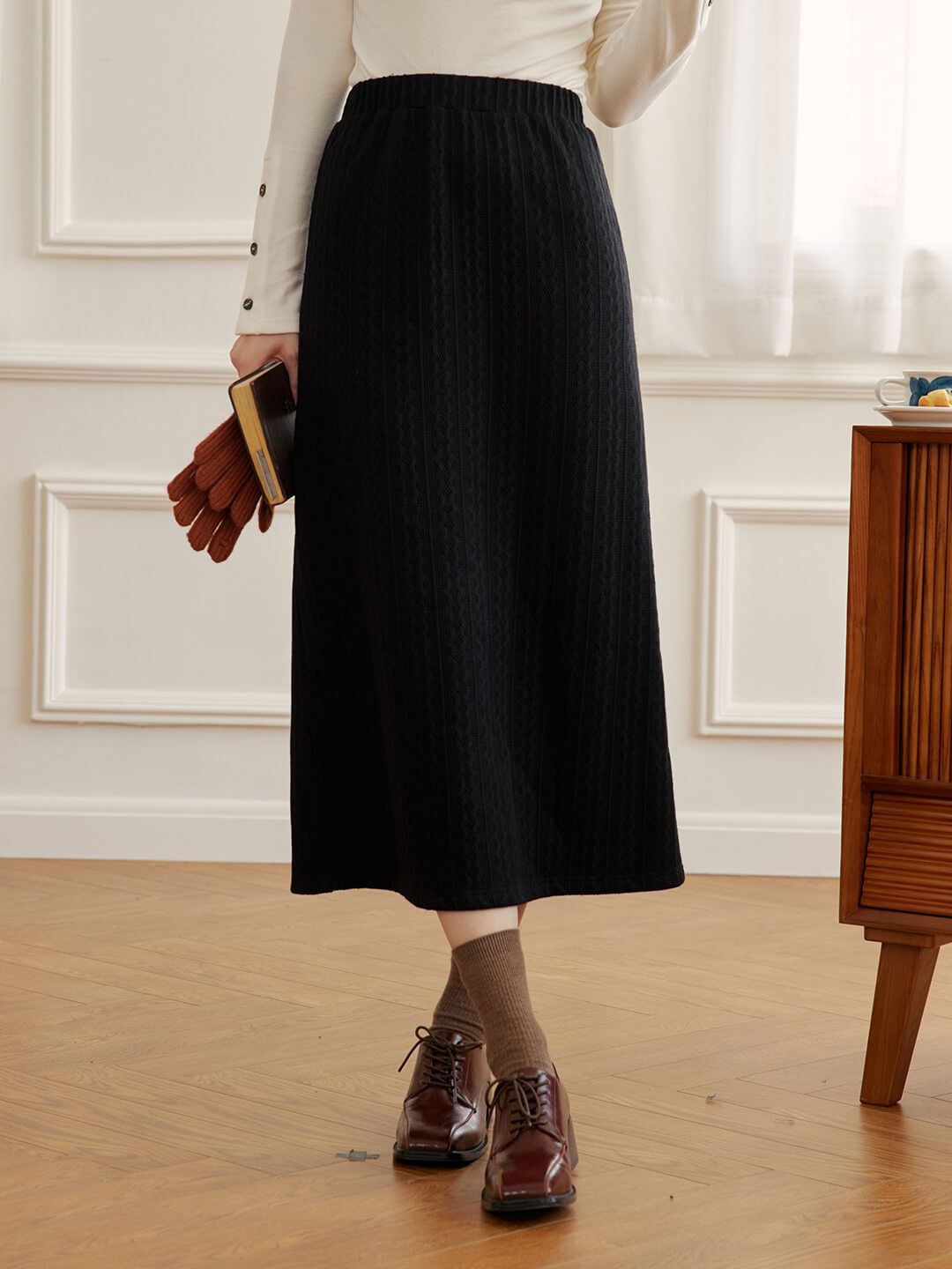 【Final sale】Mabel Straight Black Knitted Skirt sold by Simple Retro product image thumbnail 3