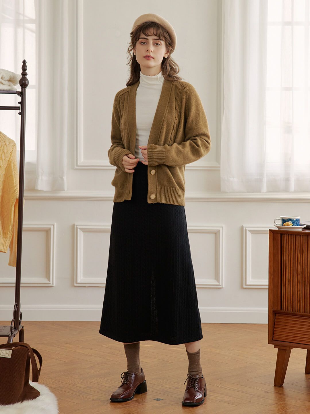 【Final sale】Mabel Straight Black Knitted Skirt sold by Simple Retro product image thumbnail 5