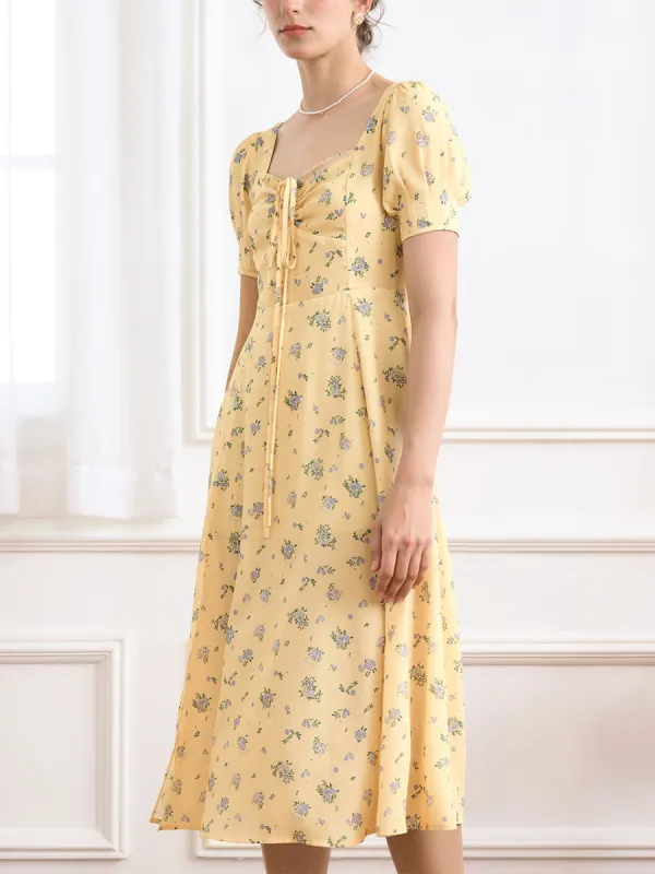 Karsyn Elegant Floral Square Neck Dress sold by Simple Retro