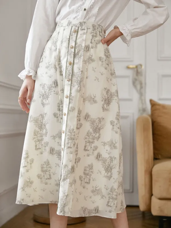 Lyric Printed A-Line Midi Skirt sold by Simple Retro