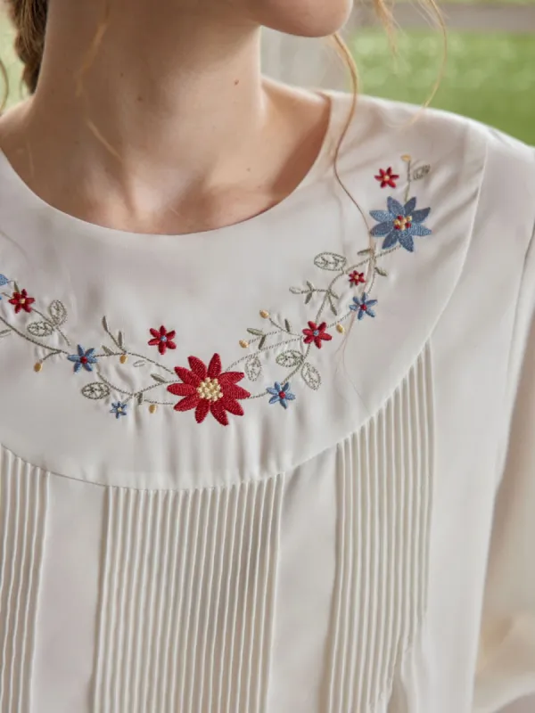 【30% off area】Julia Floral Embroidered White Blouse sold by Simple Retro