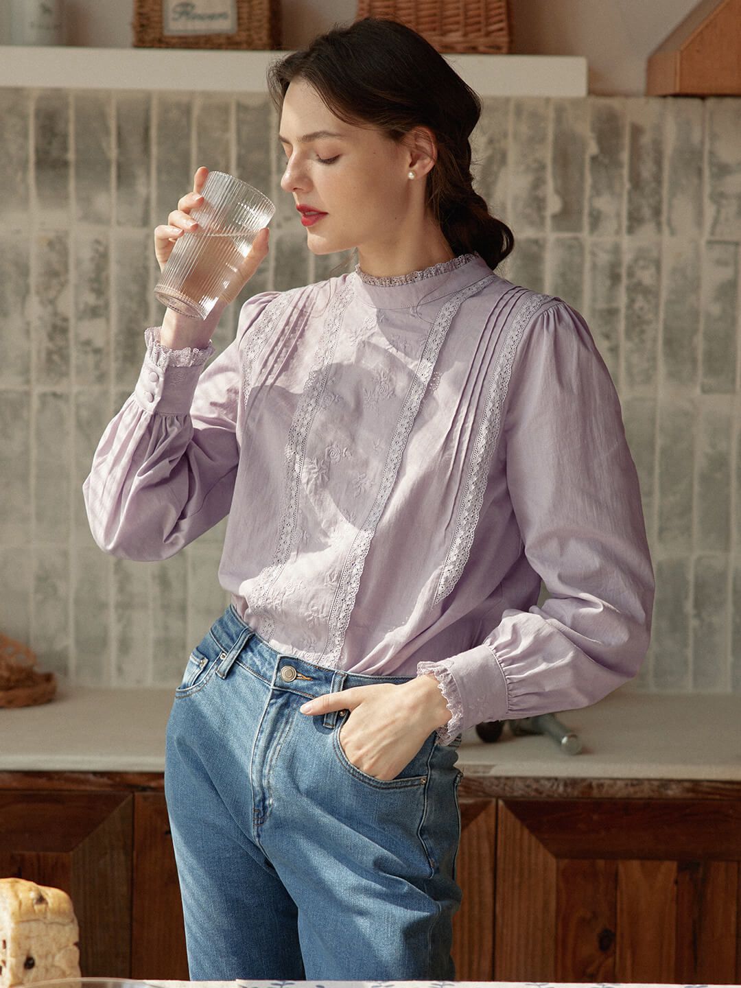 Paisley Embroidered Lace Purple Blouse sold by Simple Retro product image thumbnail 3