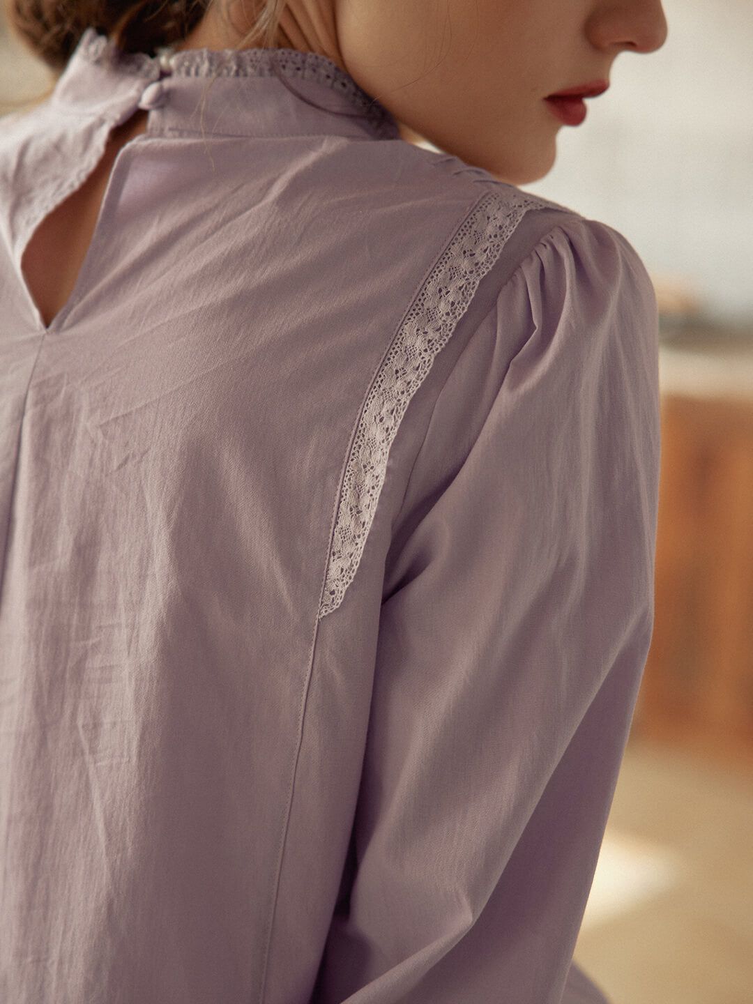 Paisley Embroidered Lace Purple Blouse sold by Simple Retro product image thumbnail 5