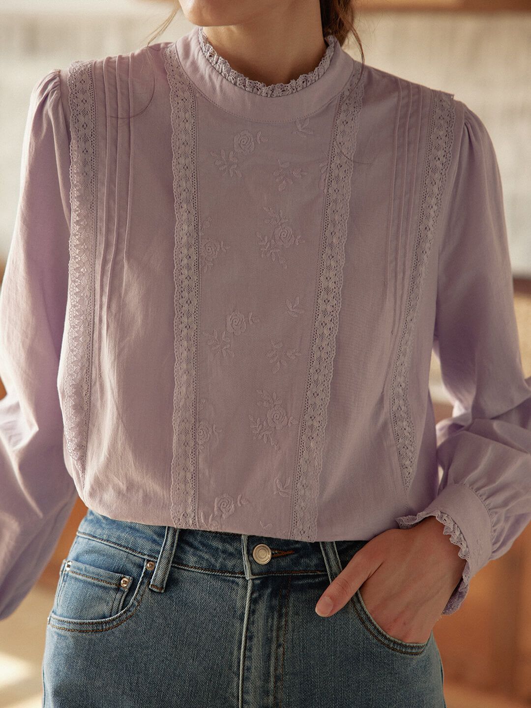 Paisley Embroidered Lace Purple Blouse sold by Simple Retro product image thumbnail 4