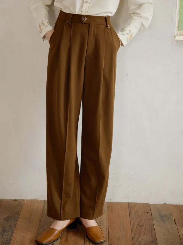 (Clearance) Andrea Brown Wide Leg Trousers sold by Simple Retro