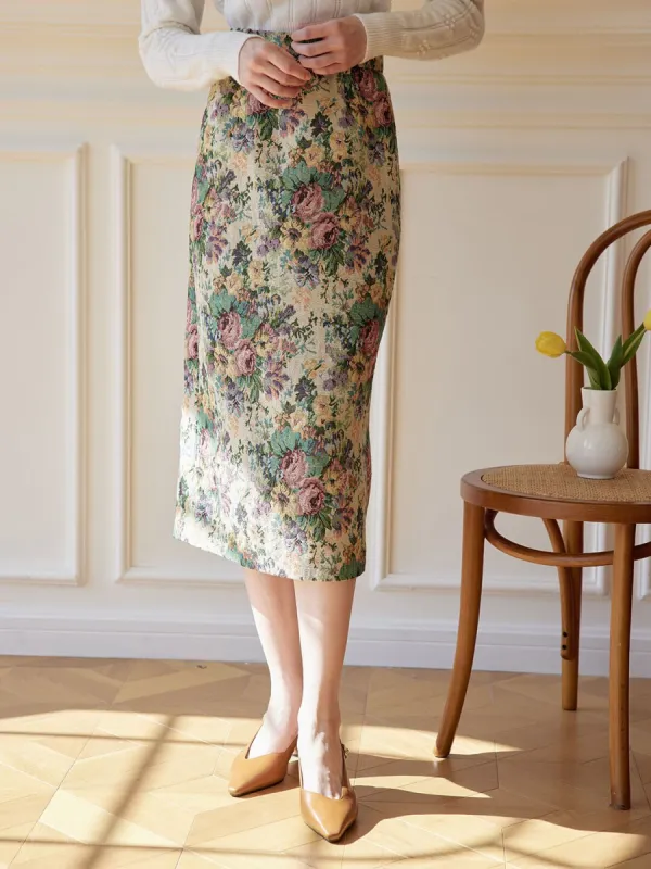 Cosette Rose Jacquard Midi Skirt sold by Simple Retro