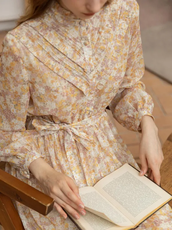 Elsie Chiffon Floral Printed Midi Dress sold by Simple Retro