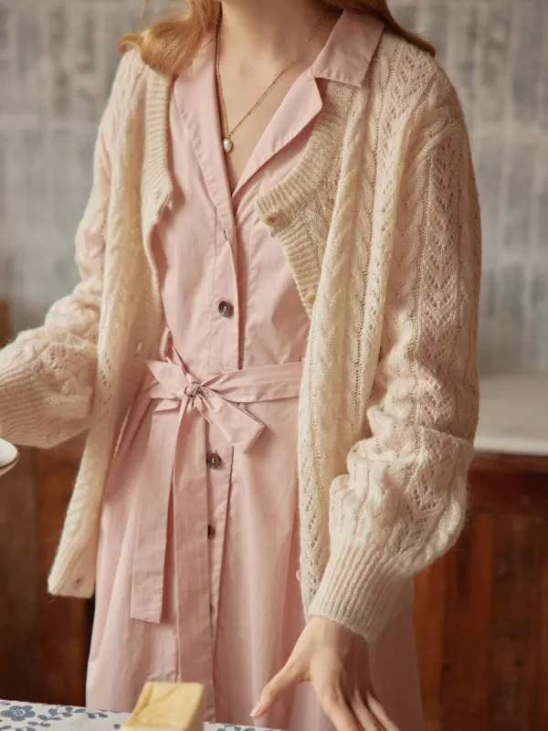 【FINAL SALE】Edana Cable White Knit Cardigan sold by Simple Retro