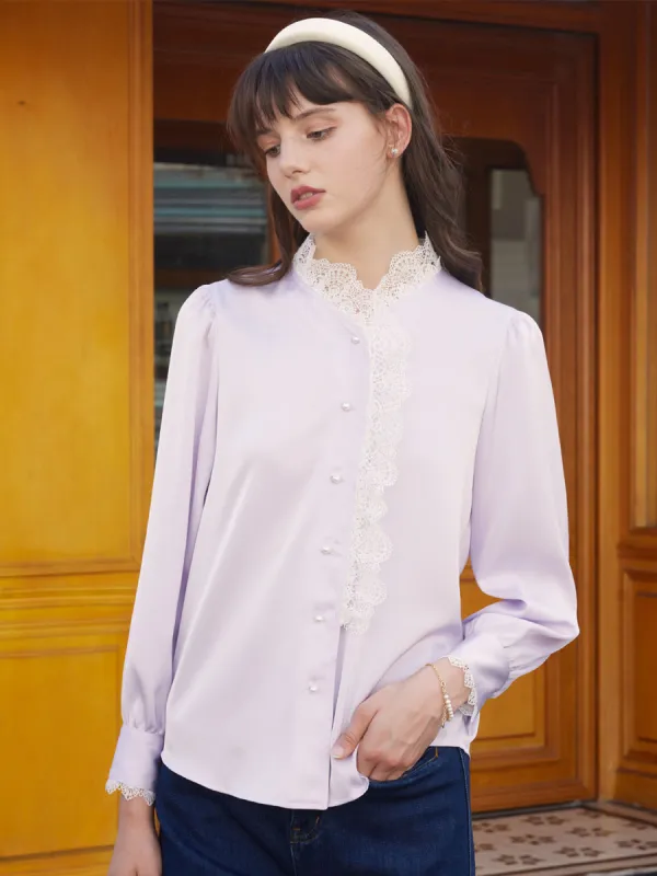 【Flash Sale】Margaret Elegant Lace Patchwork Blouse sold by Simple Retro