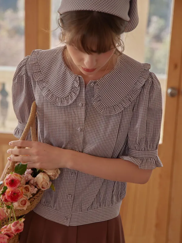 Kiana 100% Cotton Plaid Blouse sold by Simple Retro