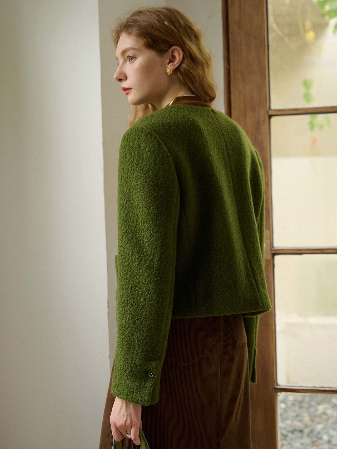 【Pre-order】Amelia Wool Round Neck Double Breasted Jacket sold by Simple Retro product image thumbnail 7