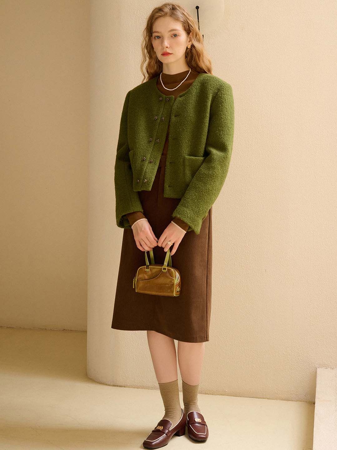 【Pre-order】Amelia Wool Round Neck Double Breasted Jacket sold by Simple Retro product image thumbnail 8