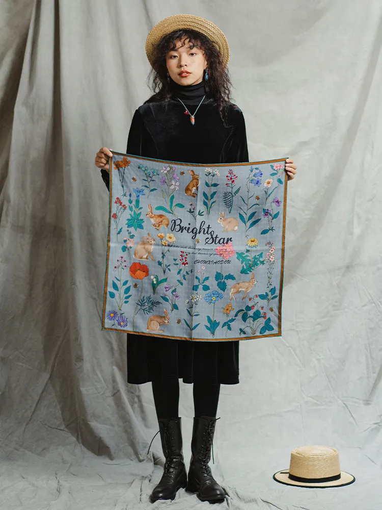 Chowxiaodou 16 Momme Small Square Slik Twill Scarf 65*65-Gray Blue sold by Simple Retro product image thumbnail 2