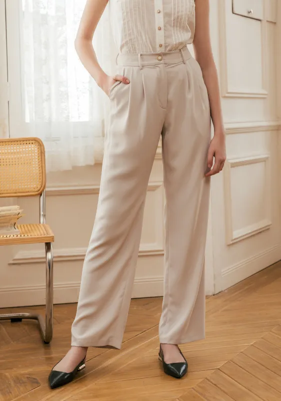 【Final Sale】 Beatrice Casual Trousers-Ivory sold by Simple Retro