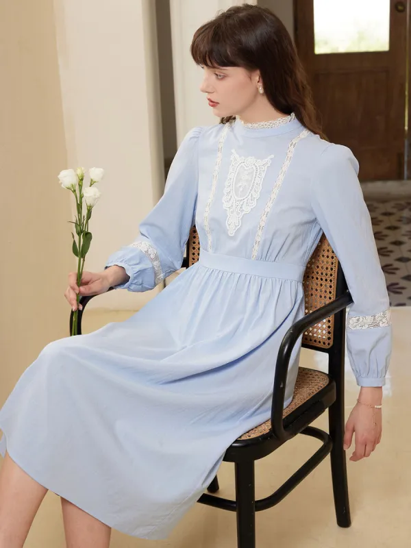 【Final Sale】Zainab Elegant Half Turtleneck Lace Panel Dress sold by Simple Retro