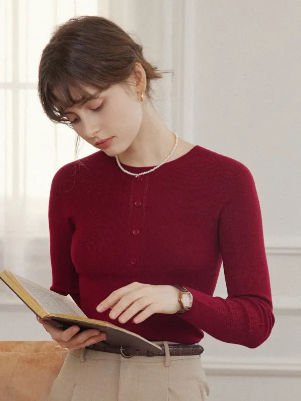 (Clearance) Brianna Round Collar Wool Knit Top sold by Simple Retro