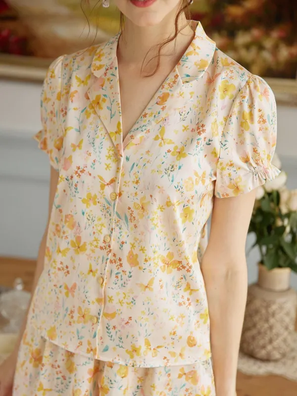 (Clearance) Annie Butterfly Printed Pajama Top sold by Simple Retro