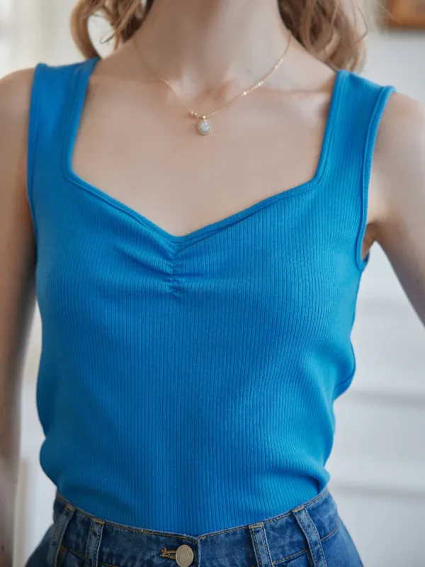 Bella Sleeveless Blue Knit Top sold by Simple Retro