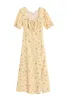 【Final Sale】Magnolia Printed Floral Yellow Midi Dress sold by Simple Retro