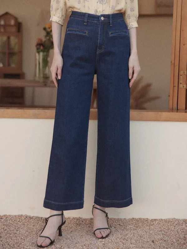 Felicia Vintage Inspired Blue Straight Jeans sold by Simple Retro