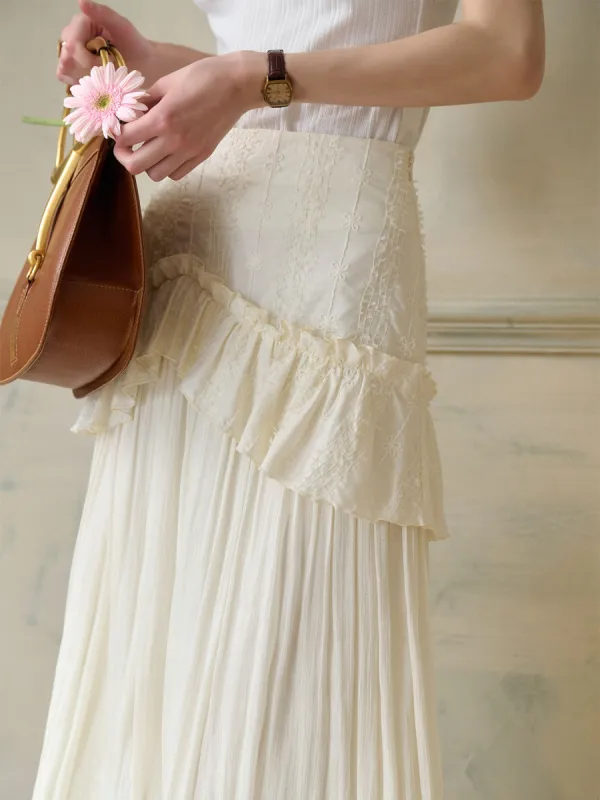 Sunny Ruffled Tulle Chiffon Splicing Skirt sold by Simple Retro