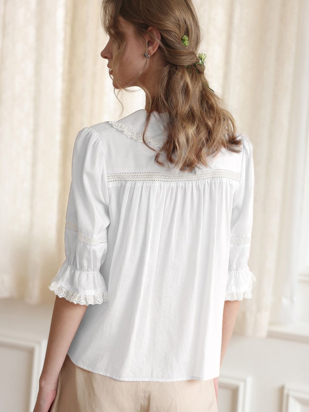 【Final Sale】Charley Ruffle Trim Color Block Blouse sold by Simple Retro product image thumbnail 4
