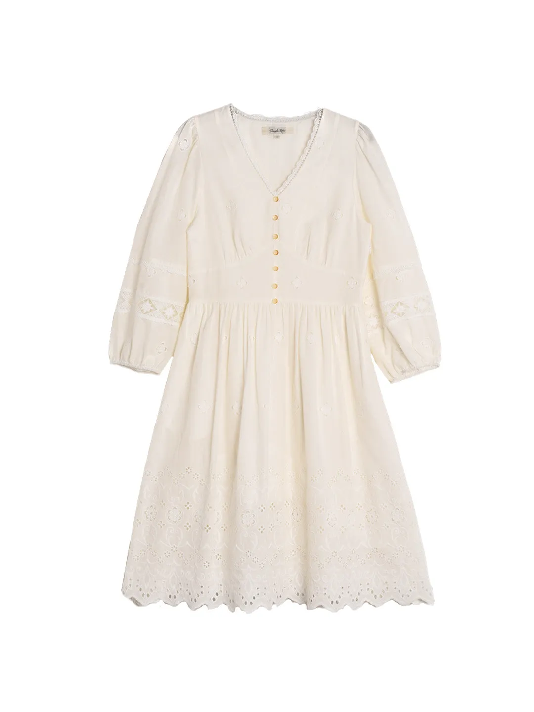 Juno V-Neck Hollow 100% Cotton Dress sold by Simple Retro product image thumbnail 2