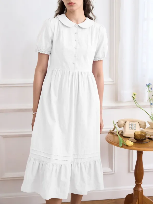 Christina Rose Embroidery Puff Sleeve Dress sold by Simple Retro