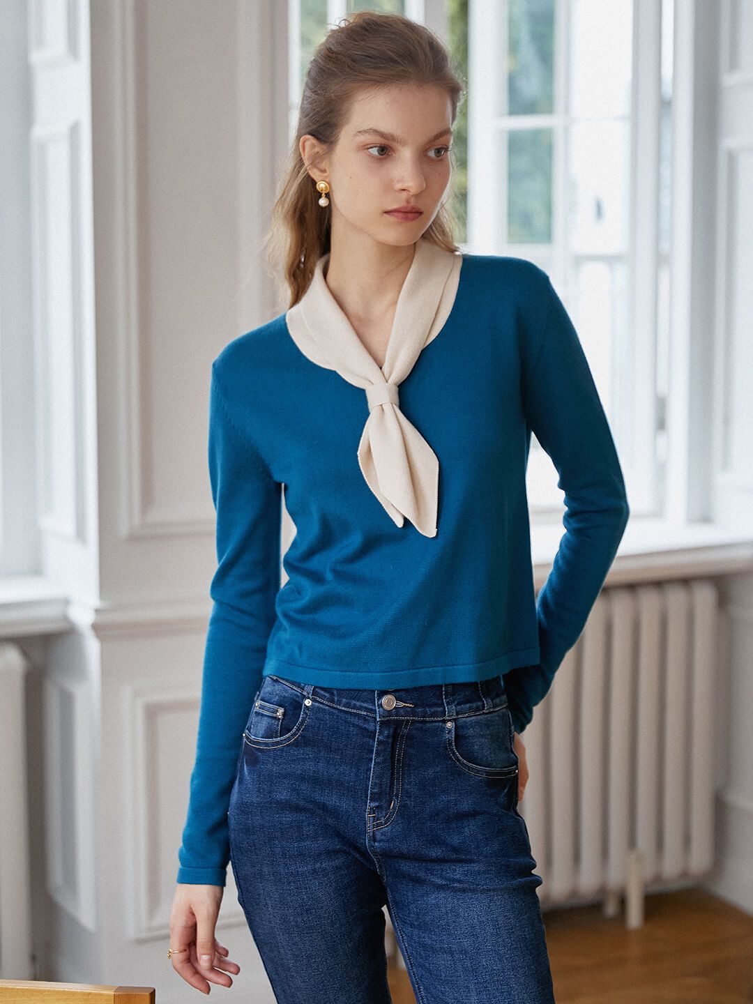 Jovie Contrast Sailor Collar Knit Sweater sold by Simple Retro