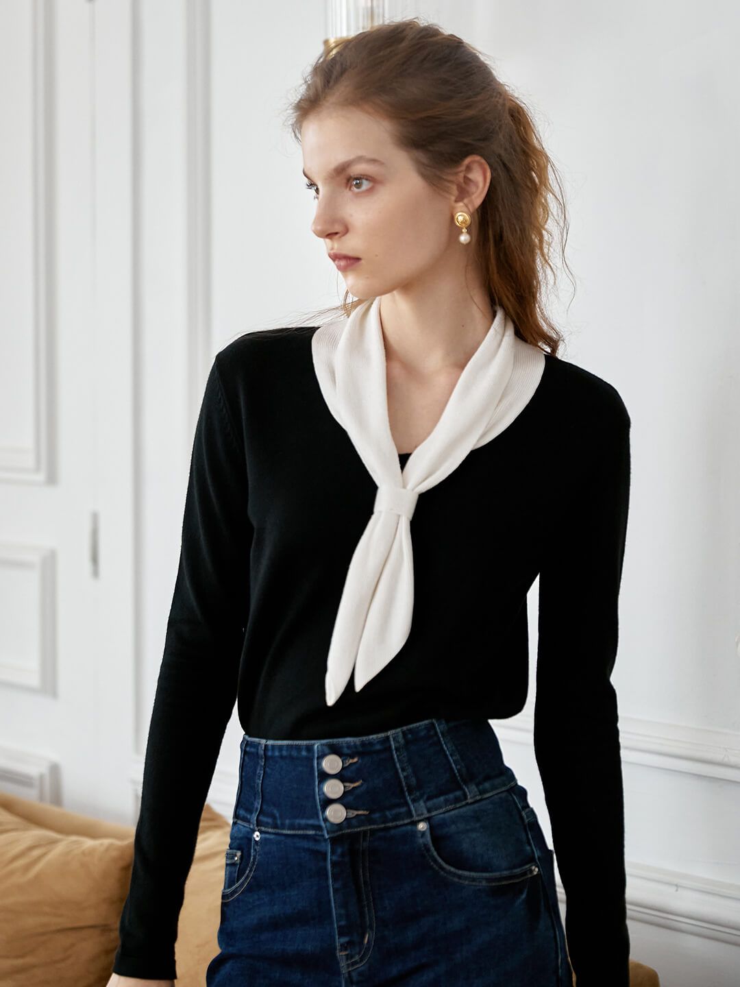 Jovie Contrast Sailor Collar Knit Sweater sold by Simple Retro product image thumbnail 8