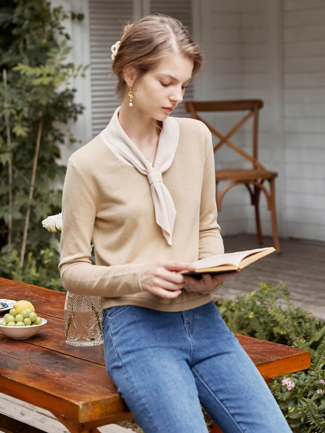 Jovie Contrast Sailor Collar Knit Sweater sold by Simple Retro product image thumbnail 5