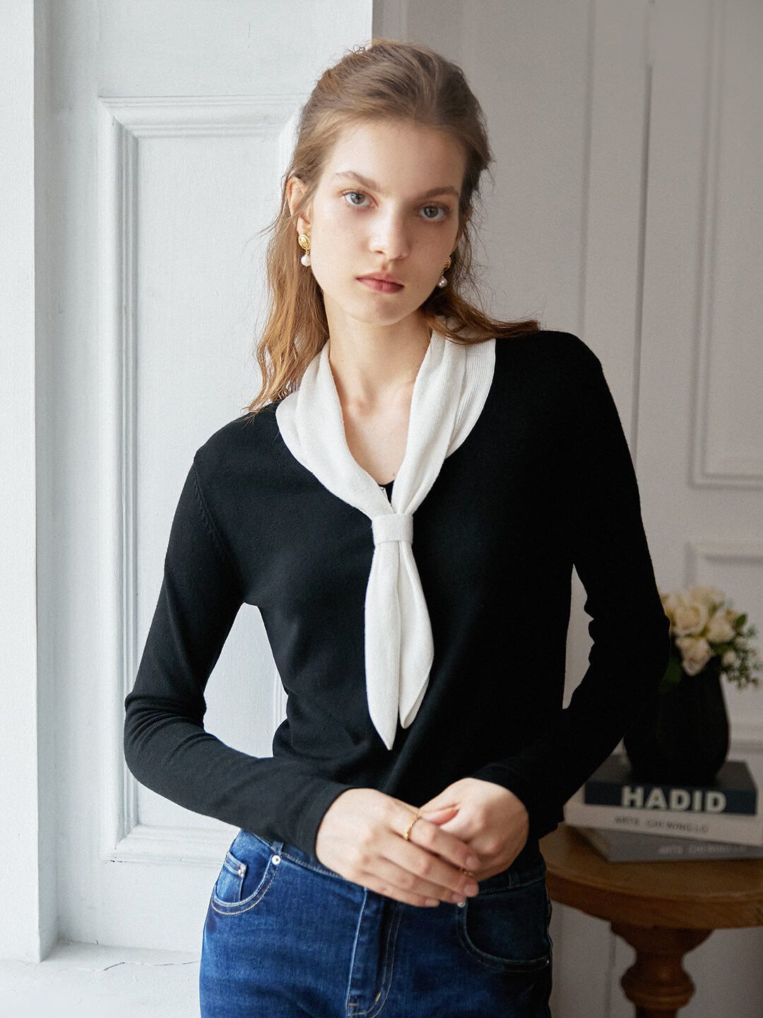 Jovie Contrast Sailor Collar Knit Sweater sold by Simple Retro product image thumbnail 4