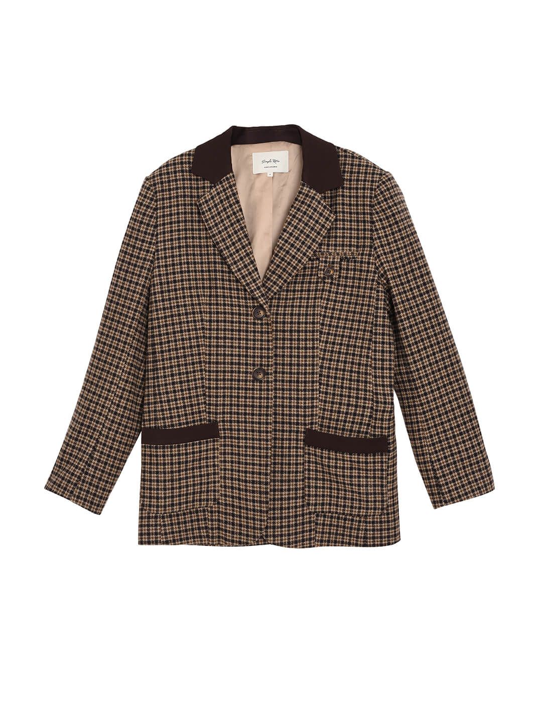 【SALE】Sadie Houndstooth Brown Vintage Blazer sold by Simple Retro product image thumbnail 3