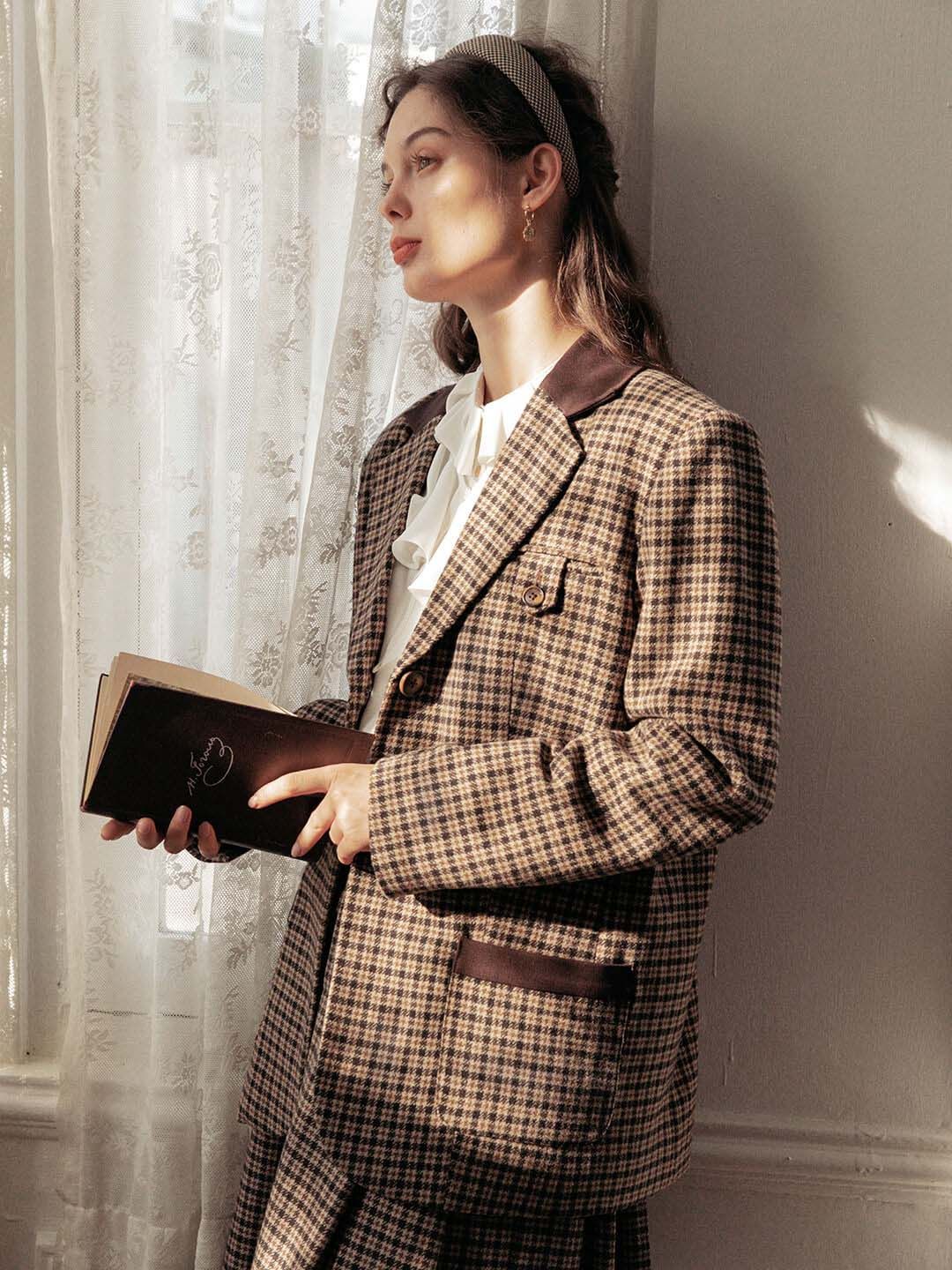 【SALE】Sadie Houndstooth Brown Vintage Blazer sold by Simple Retro product image thumbnail 2